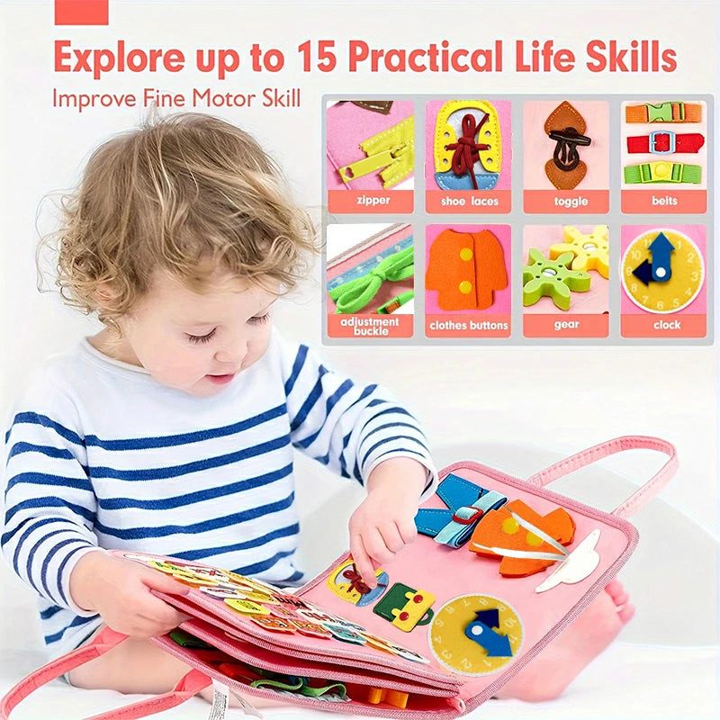 Learning Activity Busy Board, Educational Activity Book, Travel-Friendly Interactive Game Set