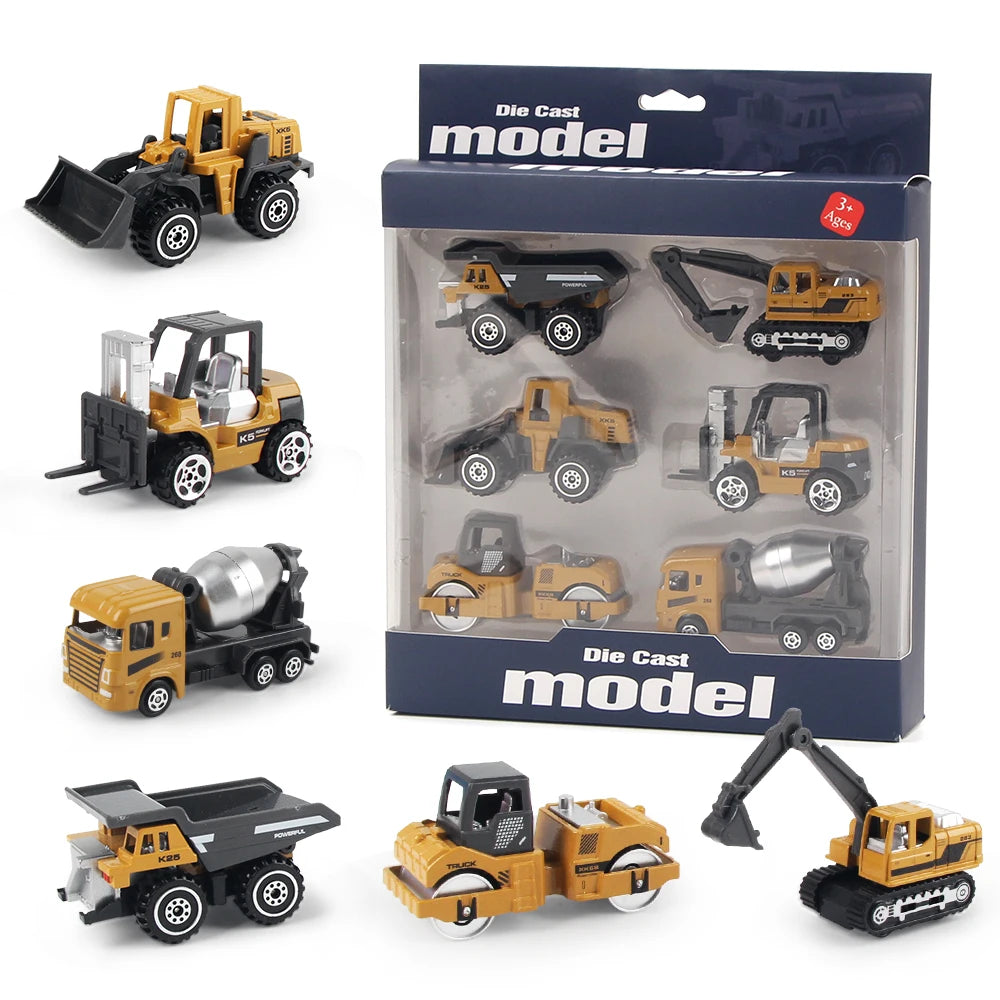 Truck Classic Construction Model Vehicle Loader Tractor Excavator 6pcs/set