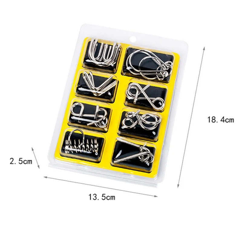 8Pcs/Set Metal Brain Teaser Puzzles