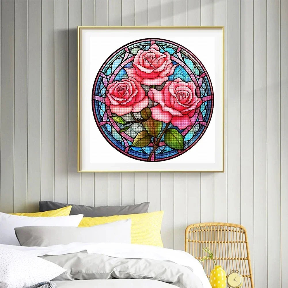 DIY Diamond Painting Kit - Stained Glass 11.8"  diameter