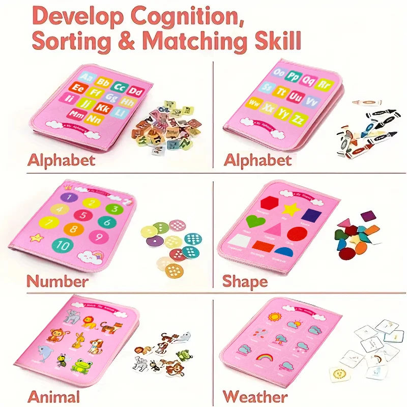 Learning Activity Busy Board, Educational Activity Book, Travel-Friendly Interactive Game Set