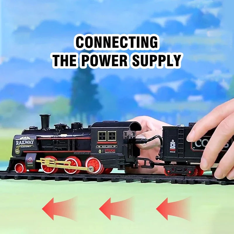 Electric Retro Train Track Set with Sound  for Kids