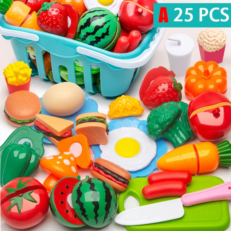 Plastic Kitchen Vegetable & Fruit Toy Set