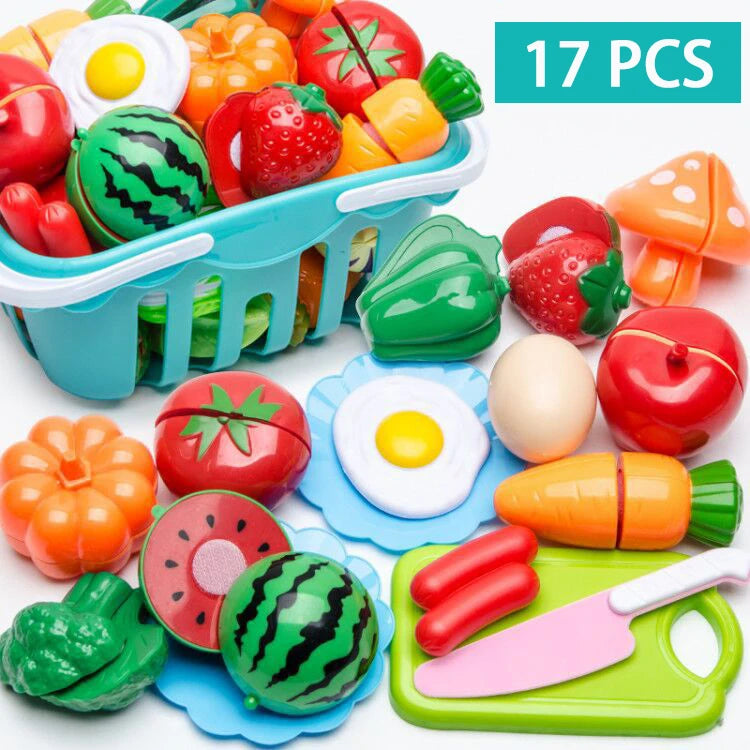 Plastic Kitchen Vegetable & Fruit Toy Set