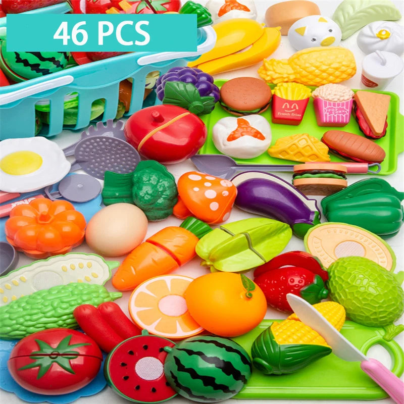 Plastic Kitchen Vegetable & Fruit Toy Set
