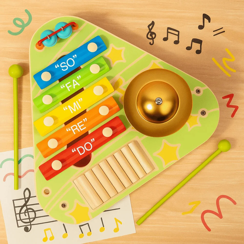 4 in 1 Hand Percussion Instrument. Interactive Kids Music Instrument Toys Multi Functional Creative Baby Music Rattles