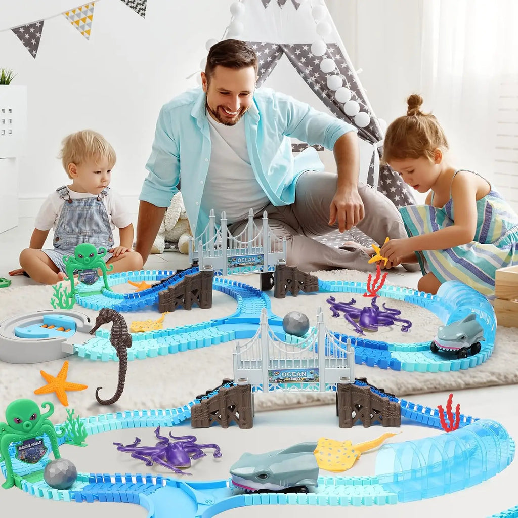 Shark Race Car and Tracks for Boys Girls Age 3+