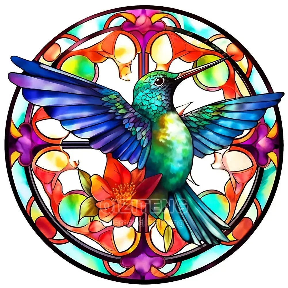 DIY Diamond Painting Kit - Stained Glass 11.8"  diameter