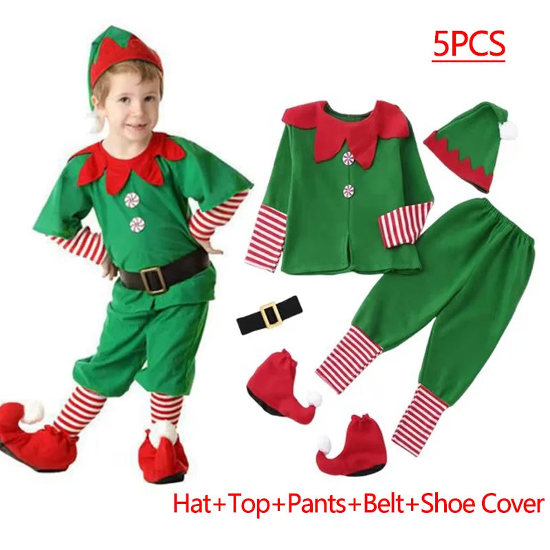 Kids Santa Claus, Green Elf, Christmas Carnival Fancy Party Outfits