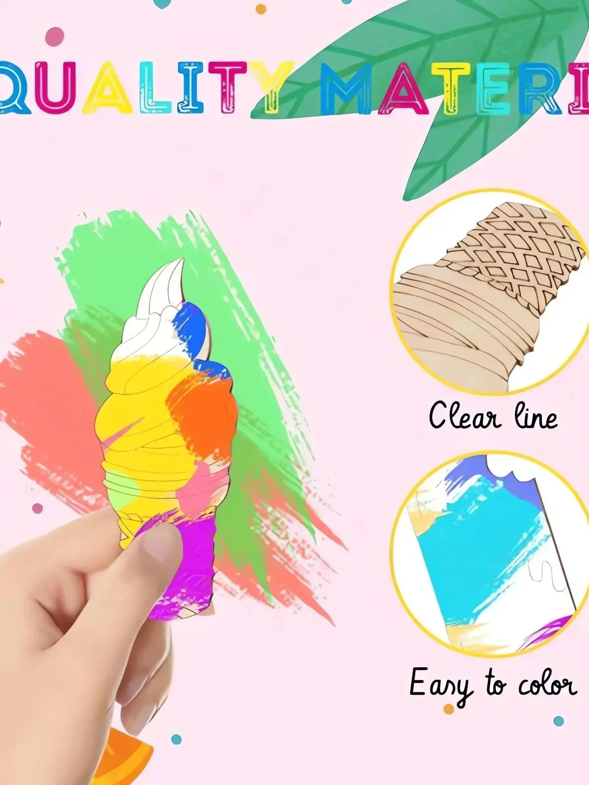 6/30pcs Ice Cream Wood Arts And Crafts,