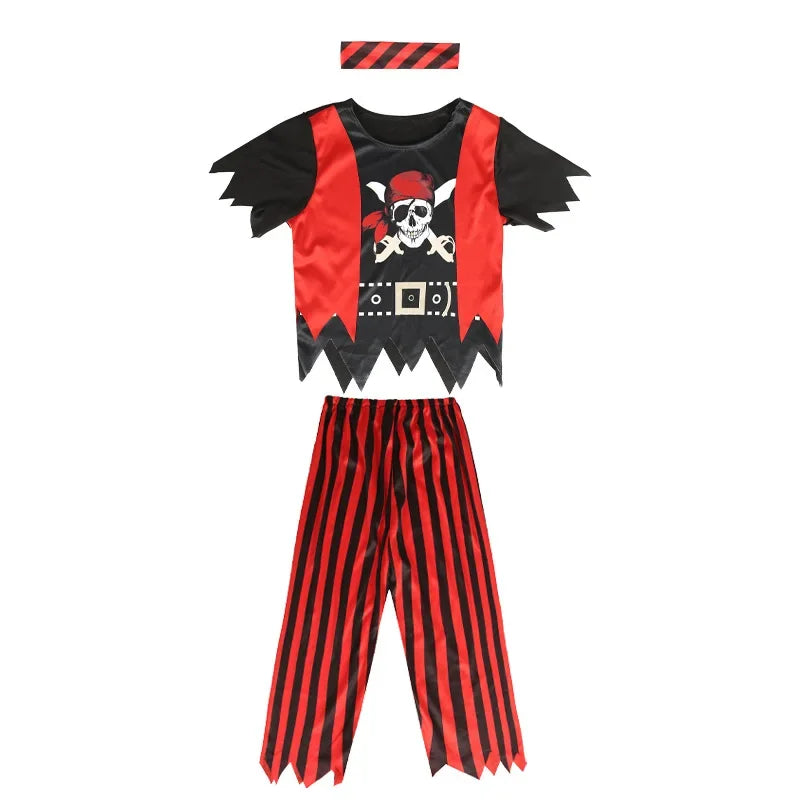 Printed Striped Pirate Costume Outfit