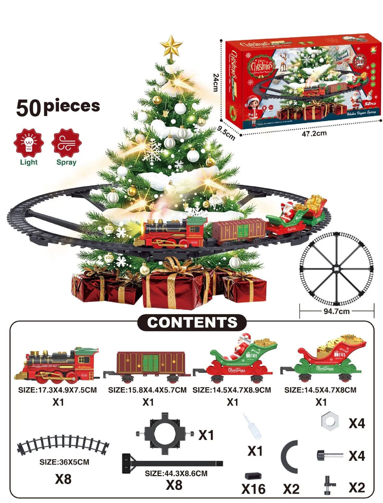 Electric Christmas Train with Music & Lights