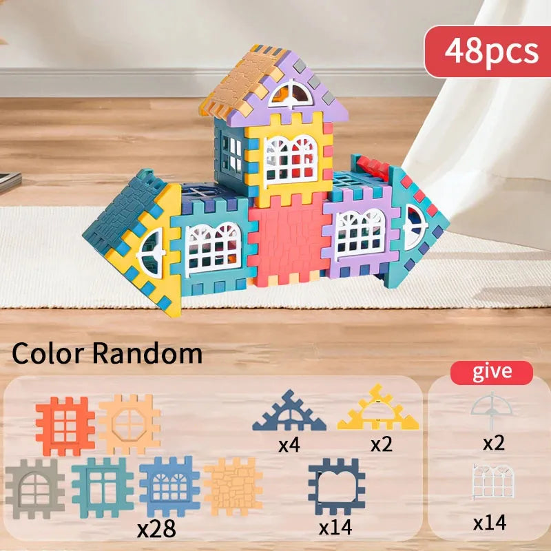 Large scale house building block simulation window design, kindergarten construction, creation of boys and girls large house bui