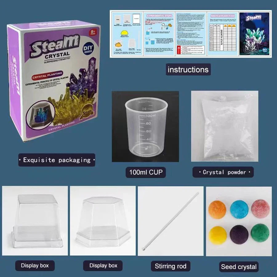 Crystal planting experiment, DIY growable crystals,