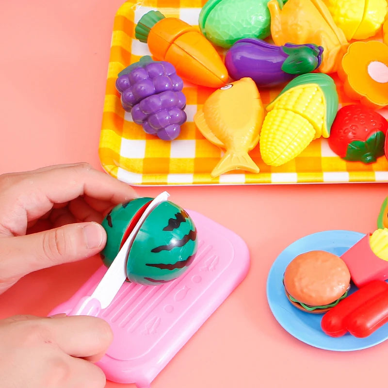 Plastic Kitchen Vegetable & Fruit Toy Set