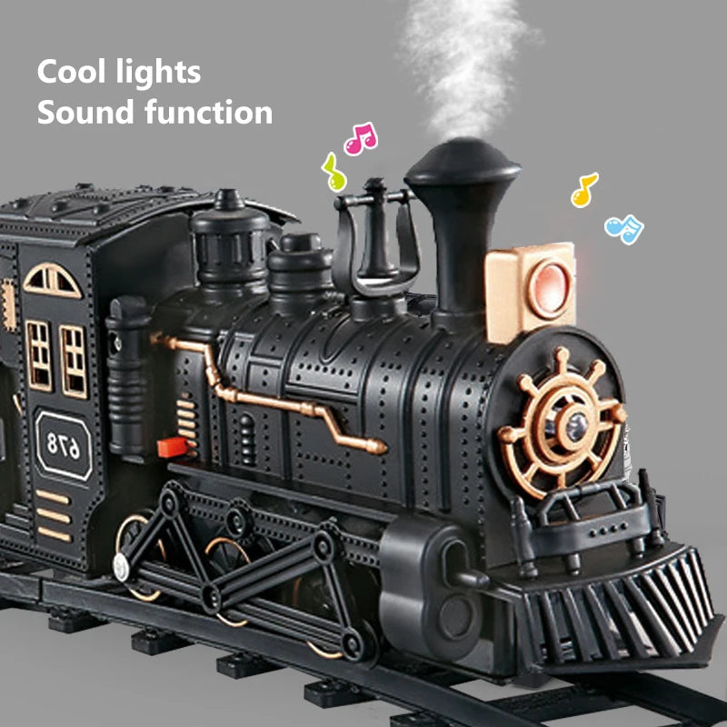 Electric Train Track Retro Steam Train Locomotive Playset