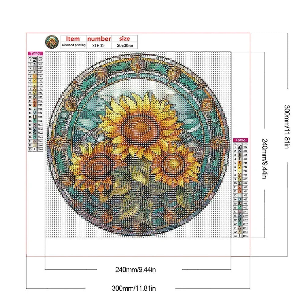 DIY Diamond Painting Kit - Stained Glass 11.8"  diameter