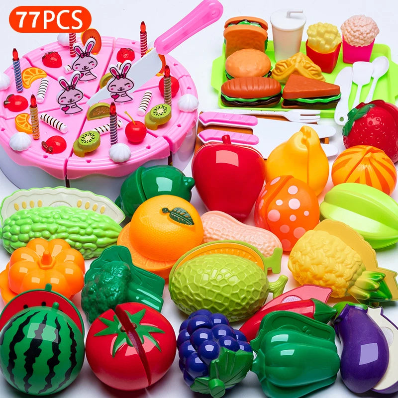 Plastic Kitchen Vegetable & Fruit Toy Set