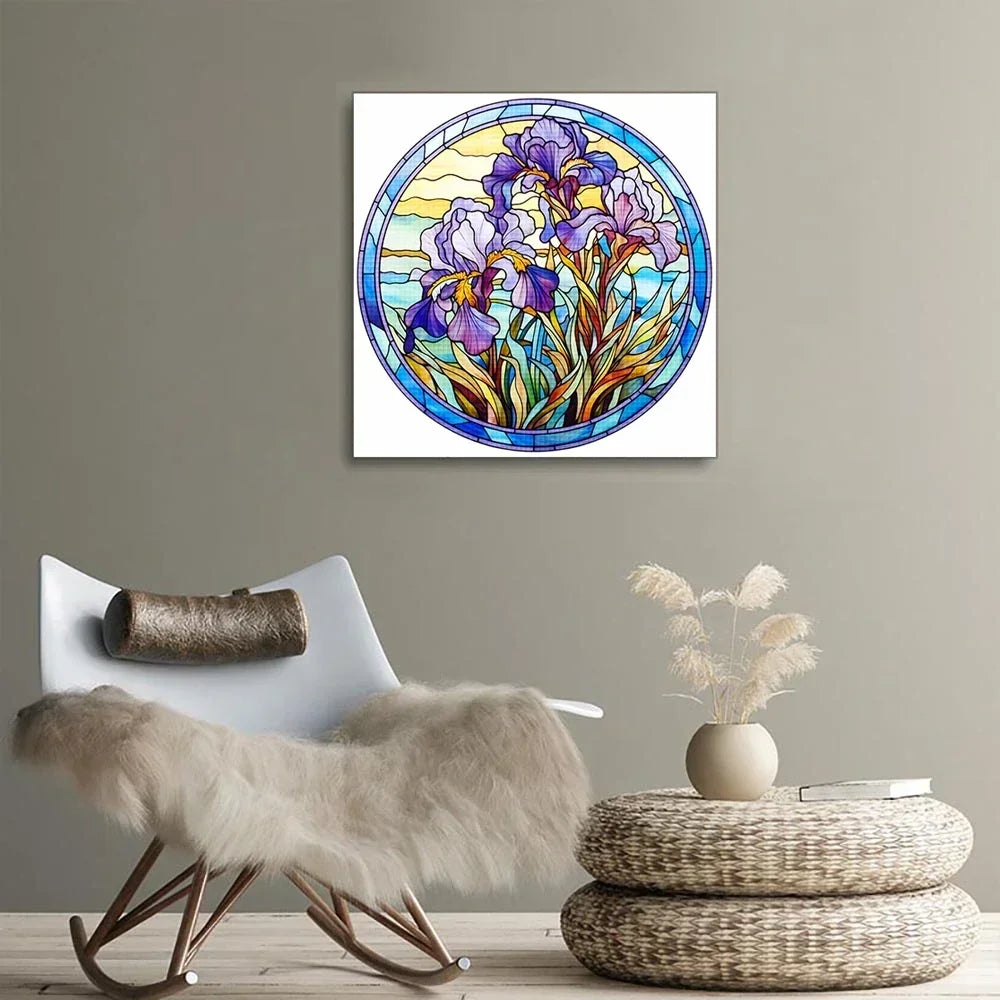 DIY Diamond Painting Kit - Stained Glass 11.8"  diameter