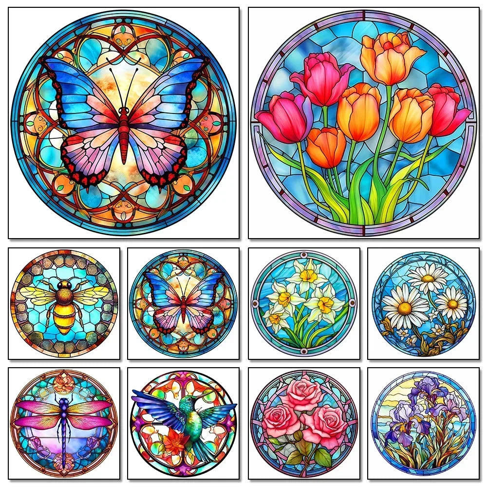 DIY Diamond Painting Kit - Stained Glass 11.8"  diameter