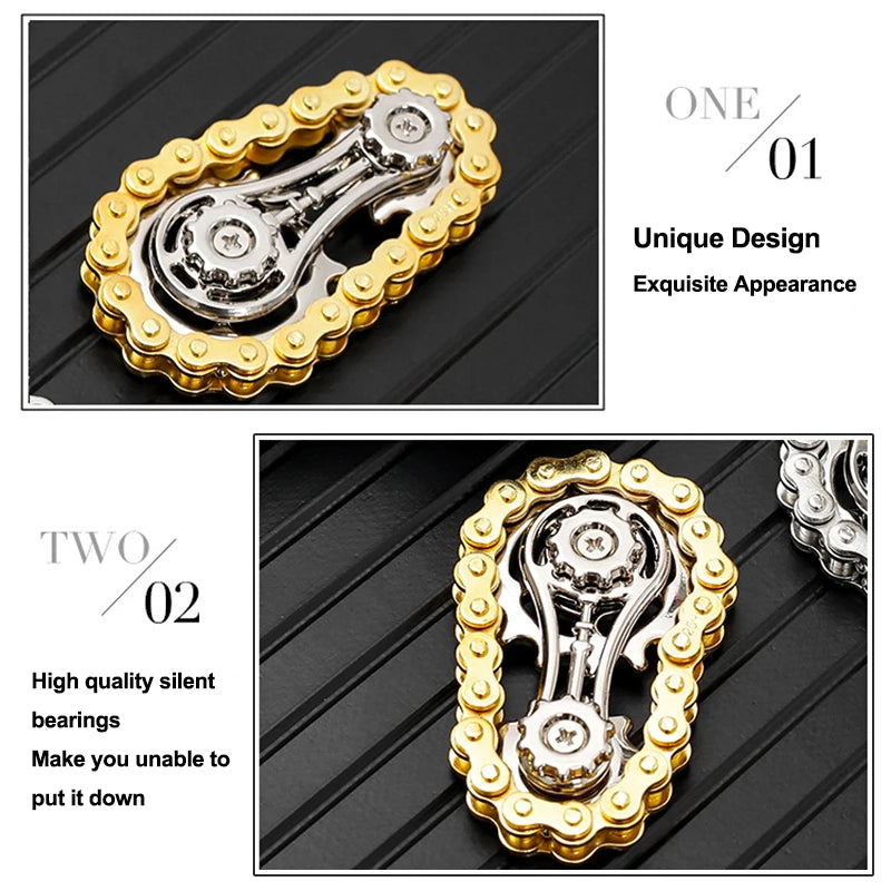 Sprockets Flywheel Fingertip Gyro Fidget Spinner Antistress Anxiety Metal Bike Chains  Fidget Toys