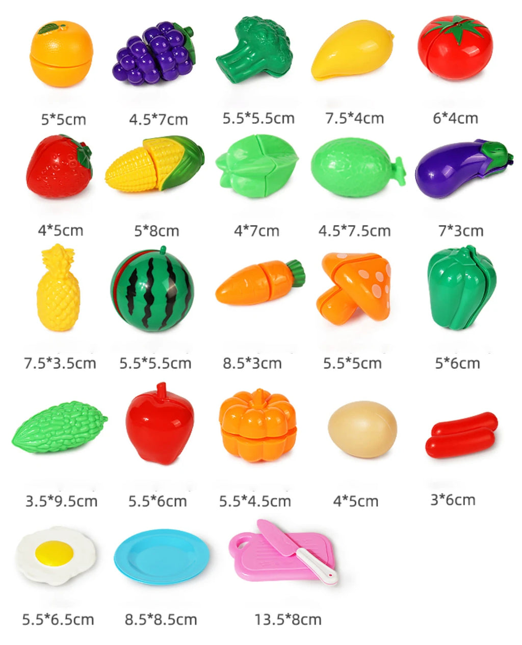 Plastic Kitchen Vegetable & Fruit Toy Set
