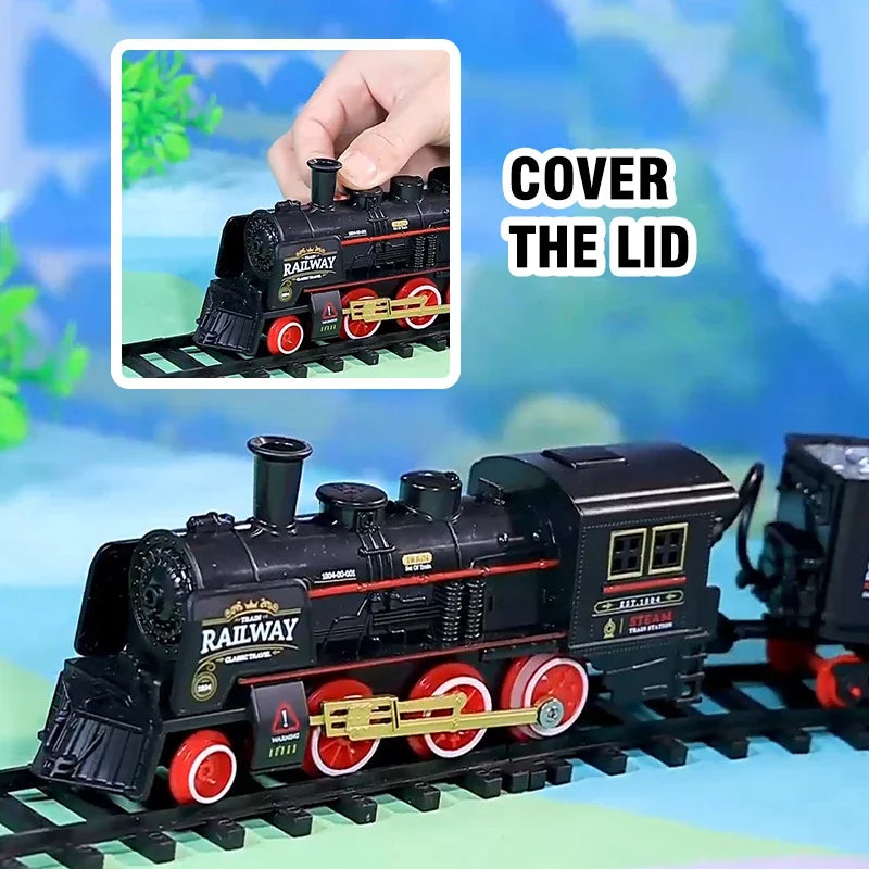 Electric Retro Train Track Set with Sound  for Kids