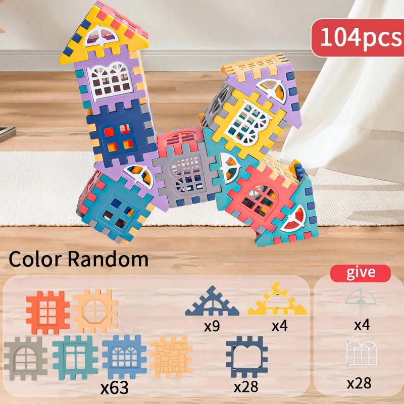 Large scale house building block simulation window design, kindergarten construction, creation of boys and girls large house bui