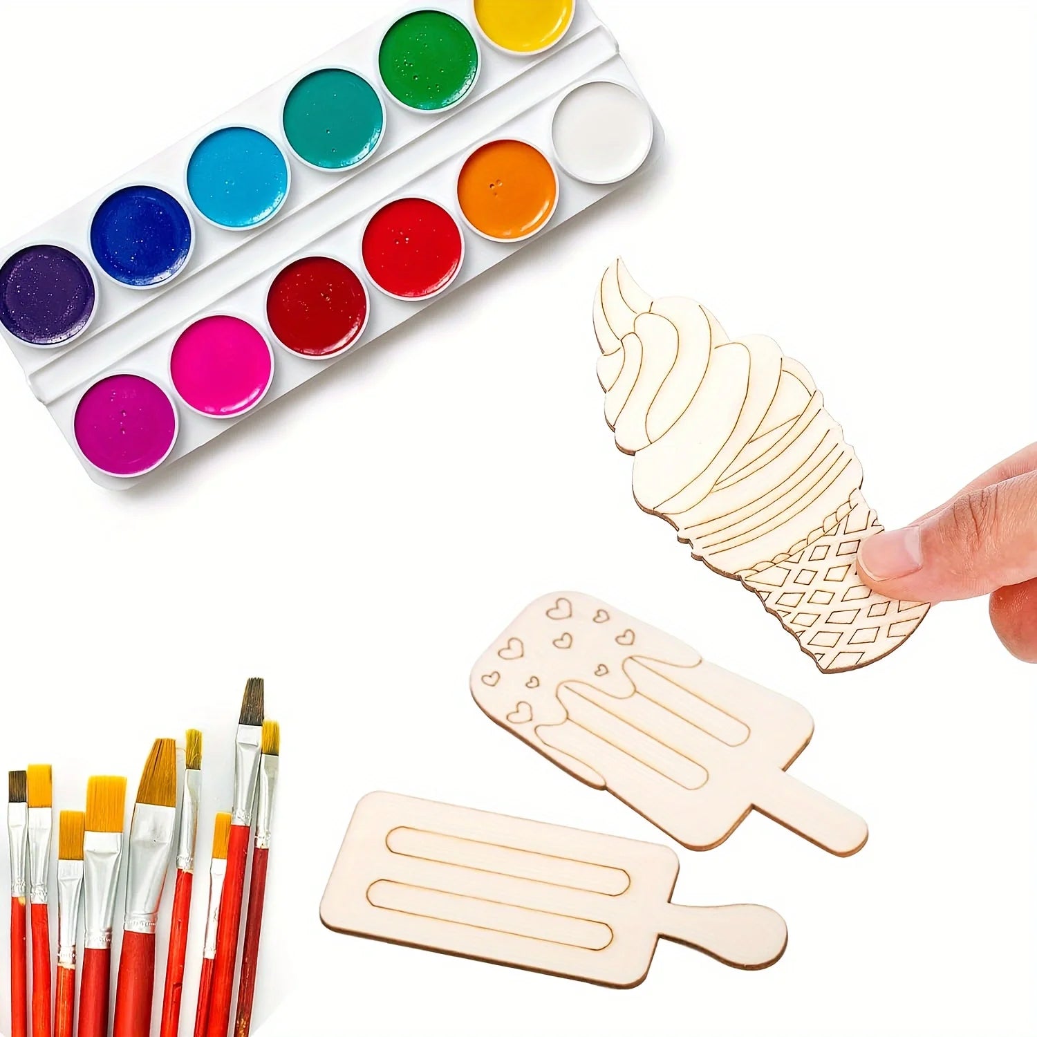 6/30pcs Ice Cream Wood Arts And Crafts,