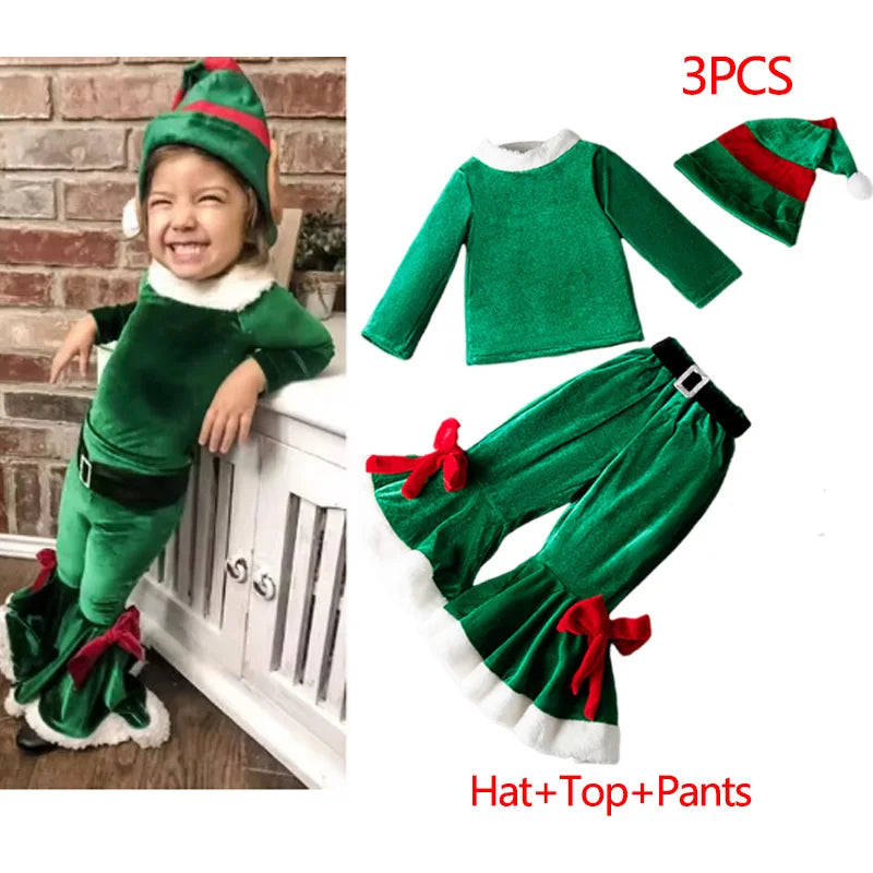 Kids Santa Claus, Green Elf, Christmas Carnival Fancy Party Outfits