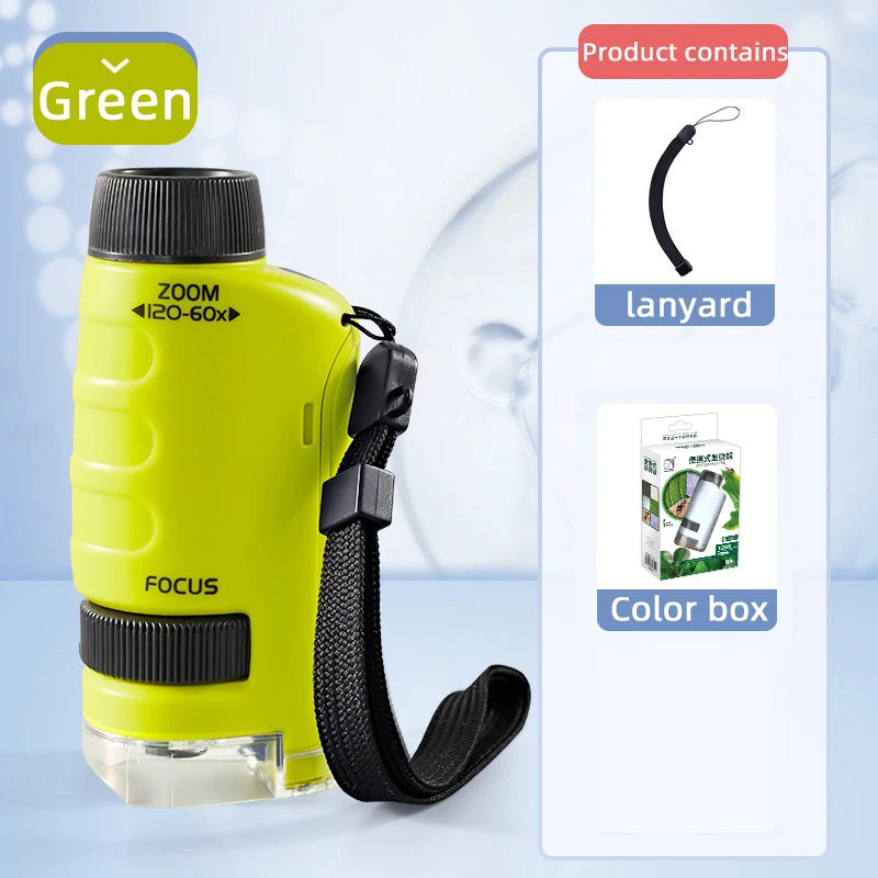 Kids Pocket Microscope STEM Kit 60-120x with Light