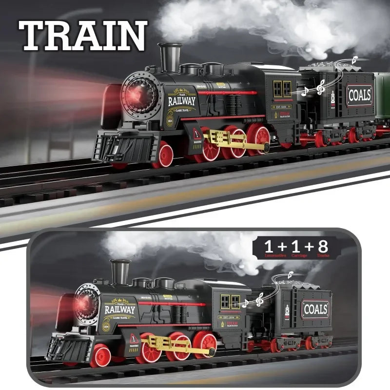 Electric Retro Train Track Set with Sound  for Kids