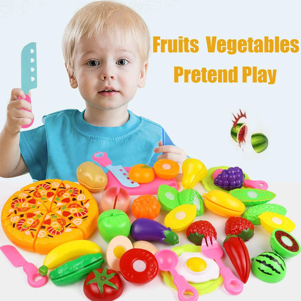 Plastic Kitchen Vegetable & Fruit Toy Set