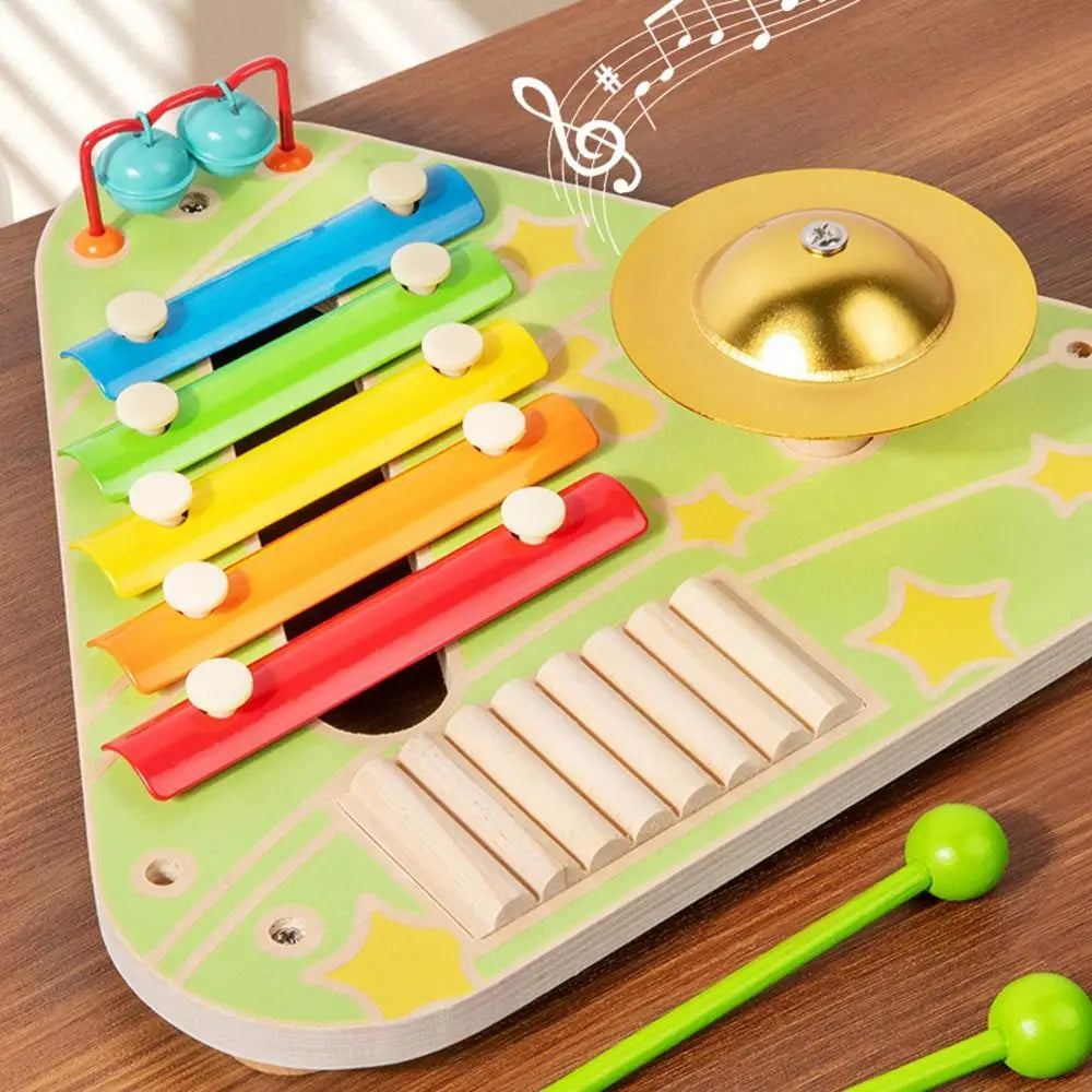 4 in 1 Hand Percussion Instrument. Interactive Kids Music Instrument Toys Multi Functional Creative Baby Music Rattles
