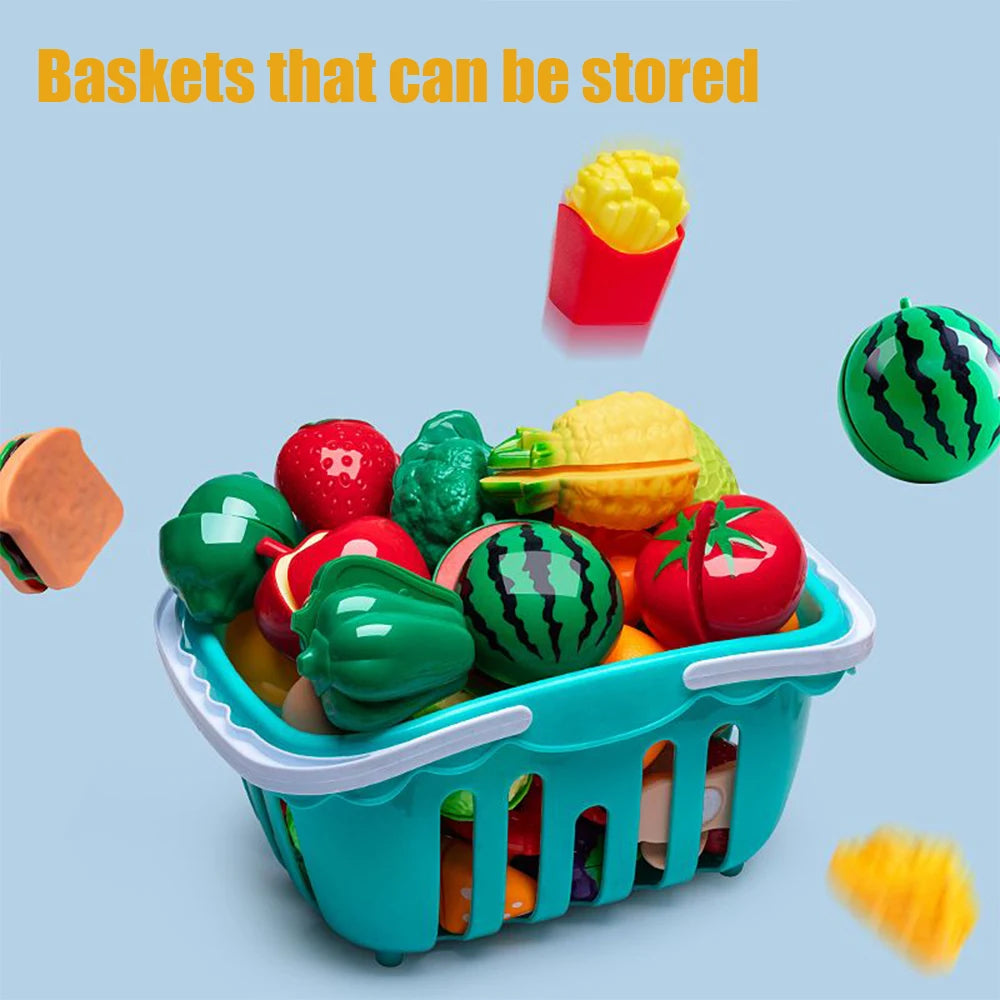 Plastic Kitchen Vegetable & Fruit Toy Set