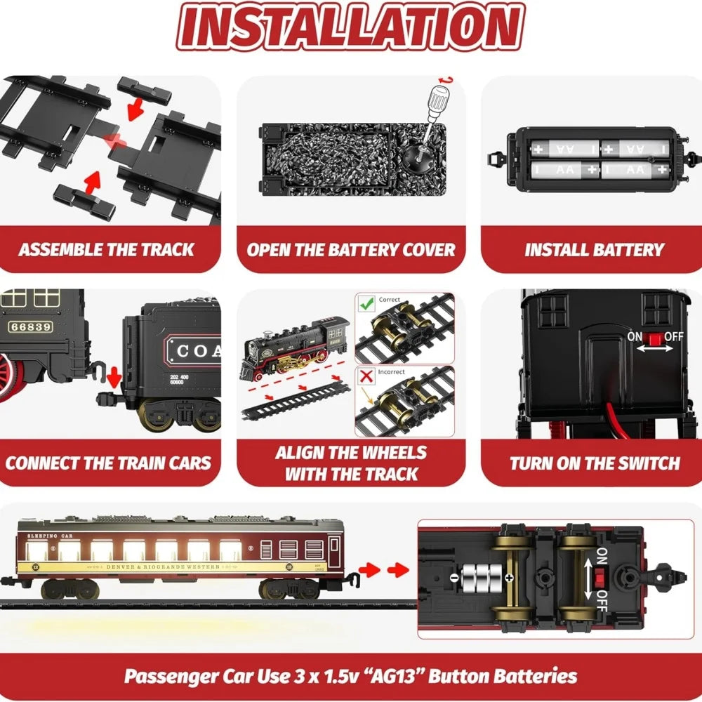 Electric Toy Train  with Track, Lights and Sound