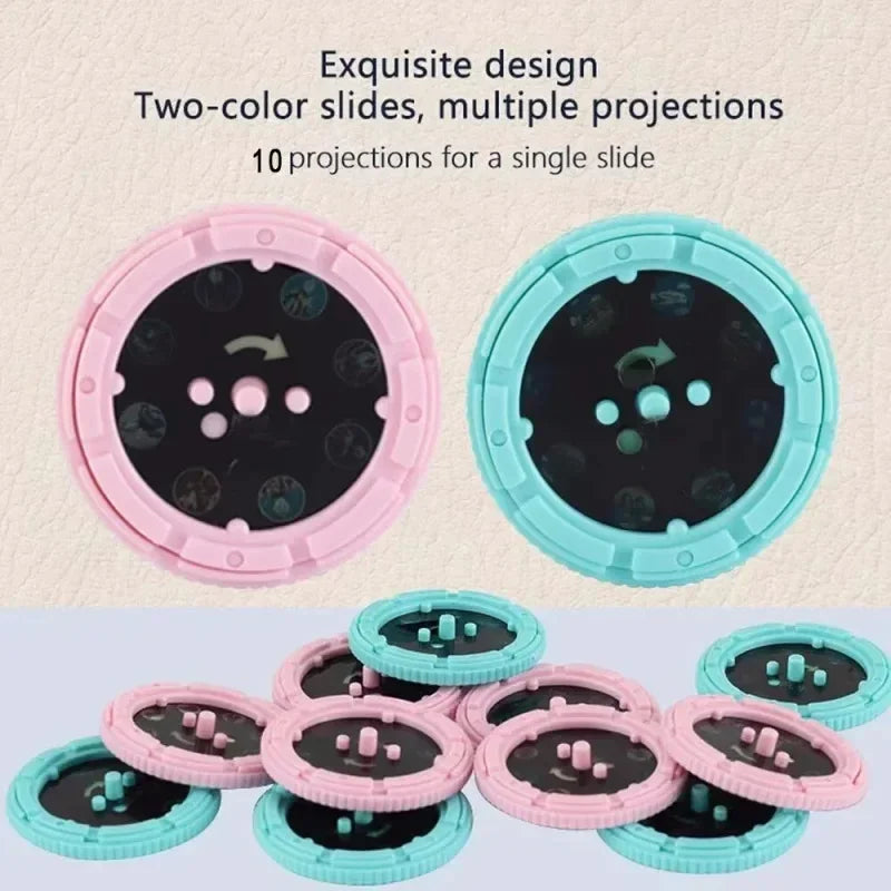 Cartoon Projection Flashlight with 10 card and 80 Patterns. Creative Children Flashlight Toy Projector