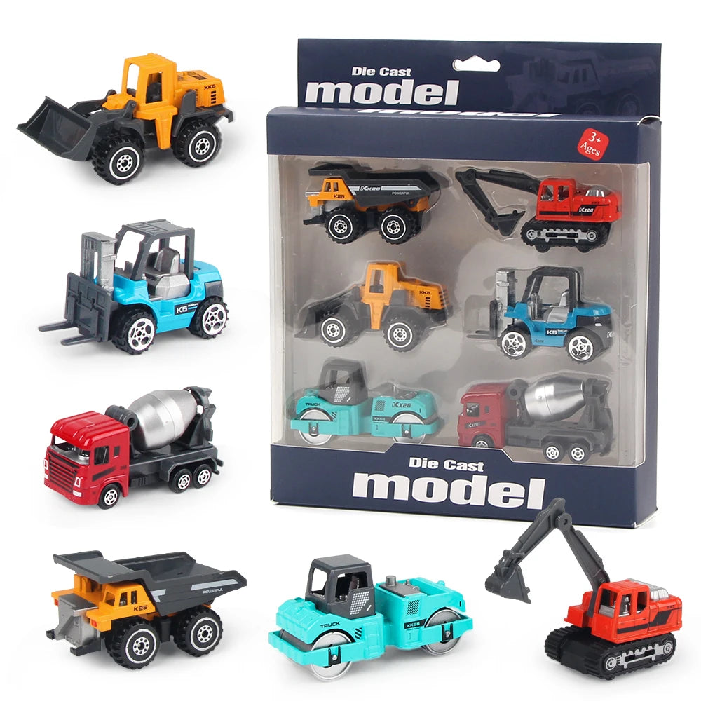 Truck Classic Construction Model Vehicle Loader Tractor Excavator 6pcs/set