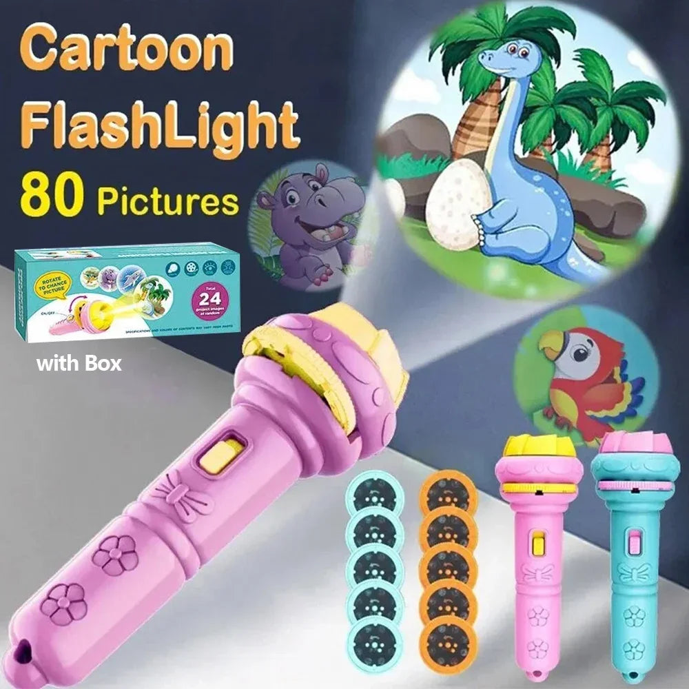 Projection Flashlight 80 Patterns 10 Cartoon Cards