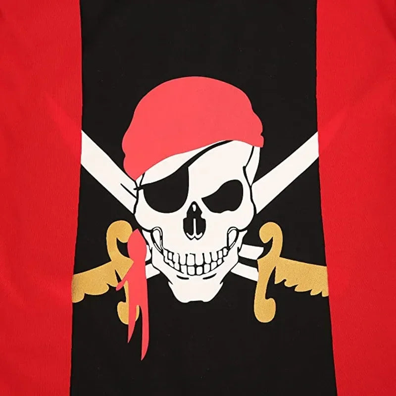 Printed Striped Pirate Costume Outfit
