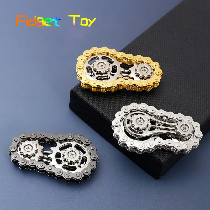 Sprockets Flywheel Fingertip Gyro Fidget Spinner Antistress Anxiety Metal Bike Chains  Fidget Toys
