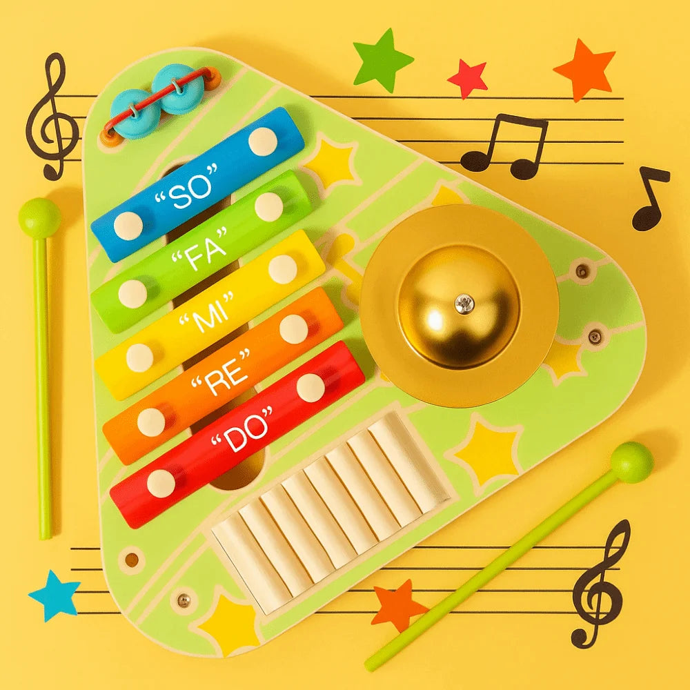 4 in 1 Hand Percussion Instrument. Interactive Kids Music Instrument Toys Multi Functional Creative Baby Music Rattles